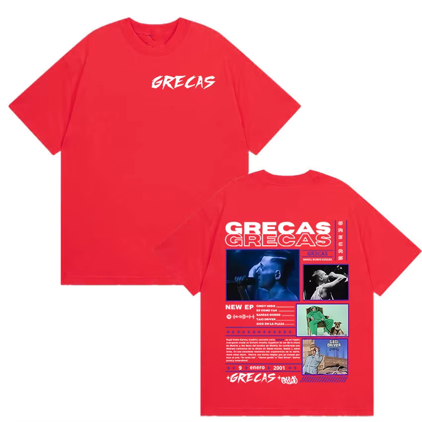 Rappeur Grecas Tour 2025 Album Merch T-shirts Hommes Vêtements Mode Surdimensionné T-shirt Décontrac