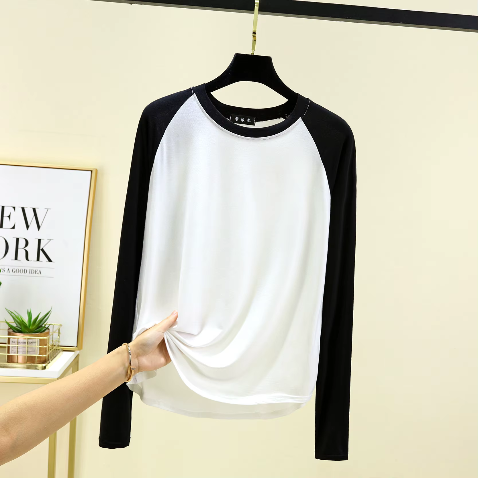 T-shirt manches Leurs lan pour femmes, simple, couleur unie, décontracté, col rond, printemps