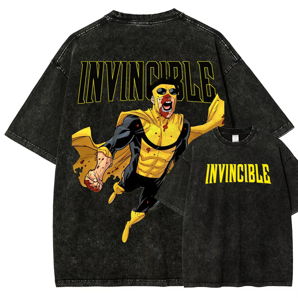 T-shirt Lavé Unisexe Anime Invincible pour Amateurs – Nouvelle Collection Toutes Saisons – Vêtements