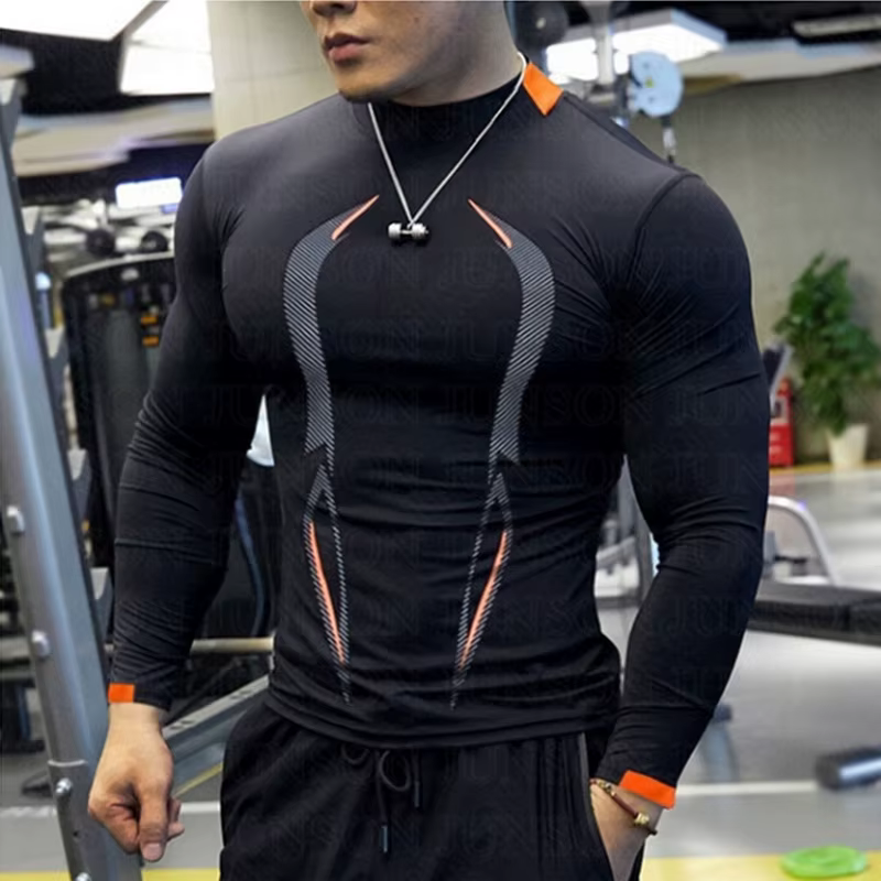 Surdimensionné hommes à manches longues t-shirt Compression t-shirts de gymnastique homme séchage ra