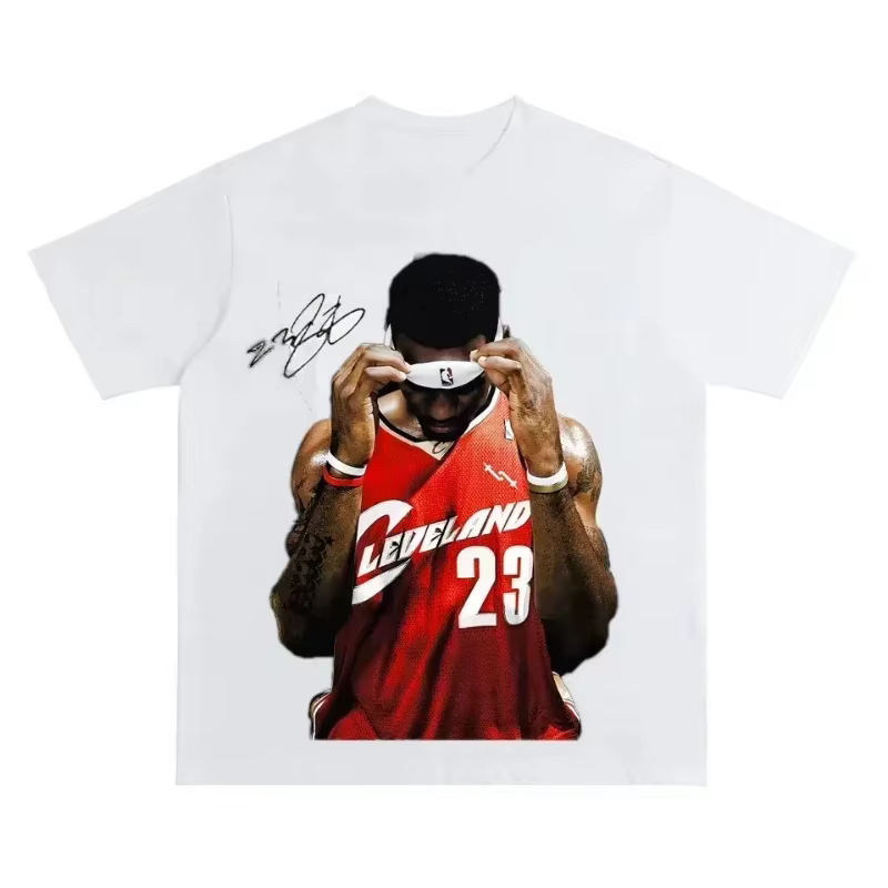 Nouveau T-shirt de basketball LeBron James été 2026 noir, streetwear américain original pour hommes 