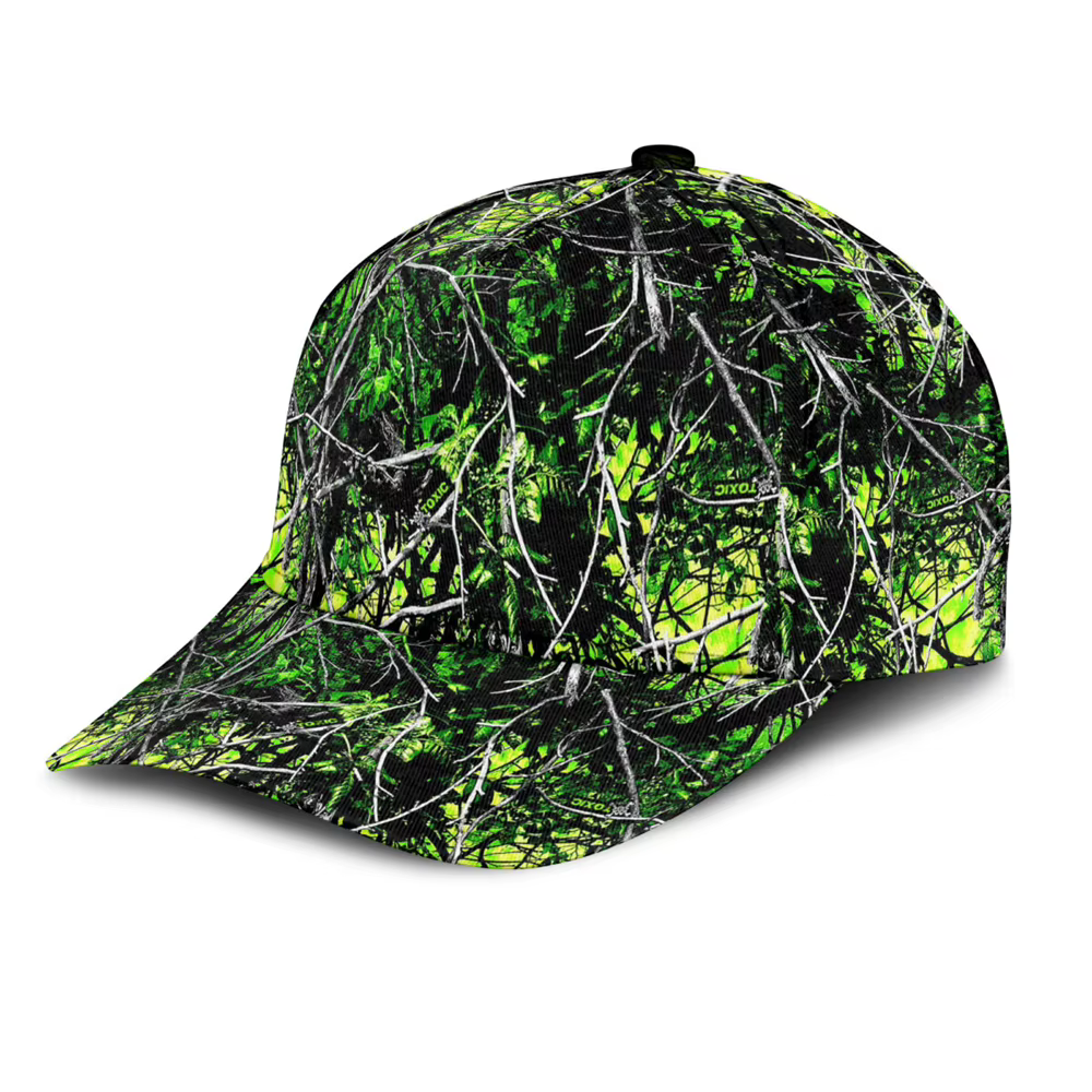 Casquette de baseball camouflage vert fluorescent avec motif de branche d'arbre, chapeau décontracté