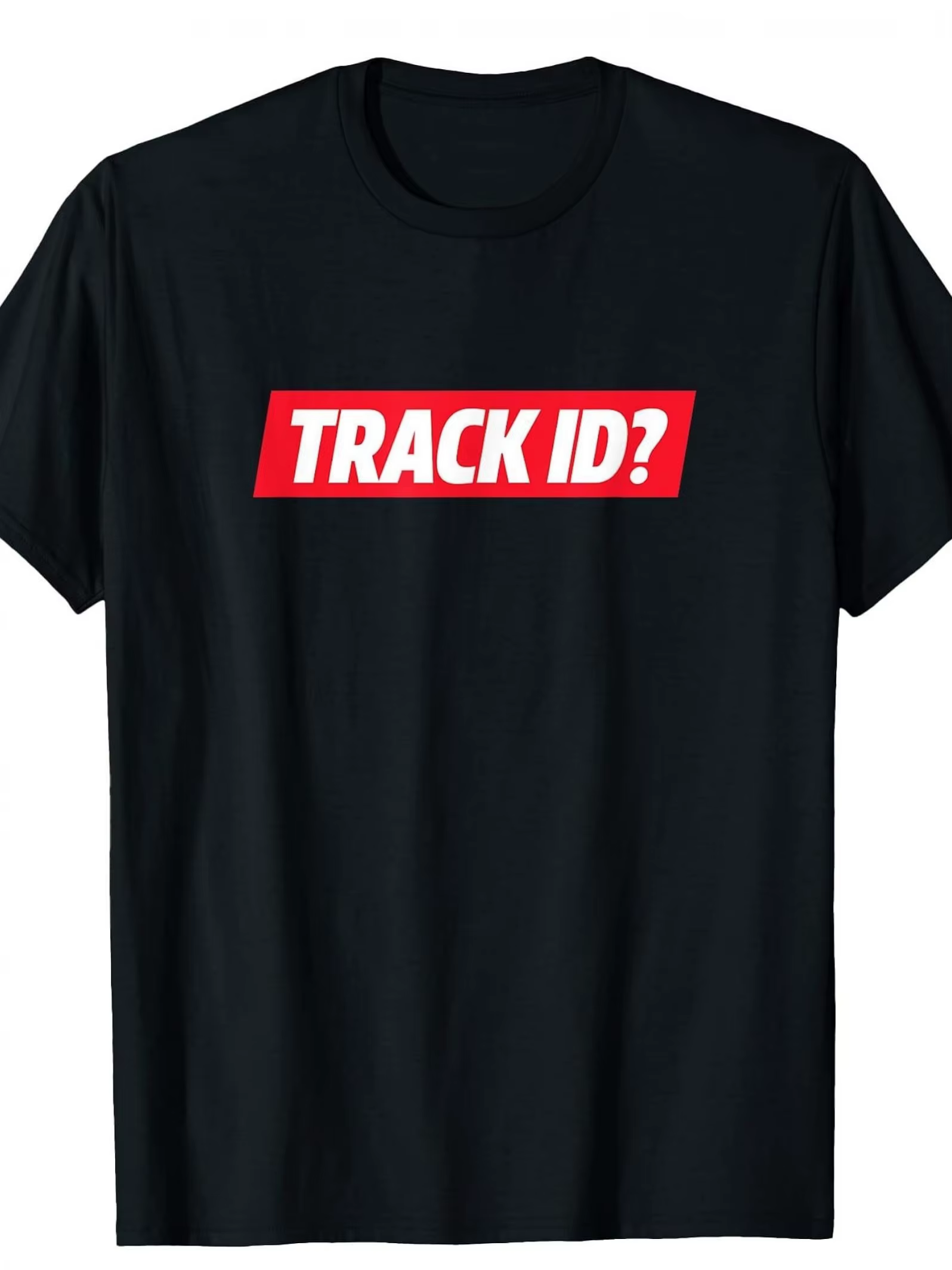 T-Shirt en coton épais pour hommes TRACK ID Techno EDM Rave Party Tee Noir Rouge Text Concerts Festi
