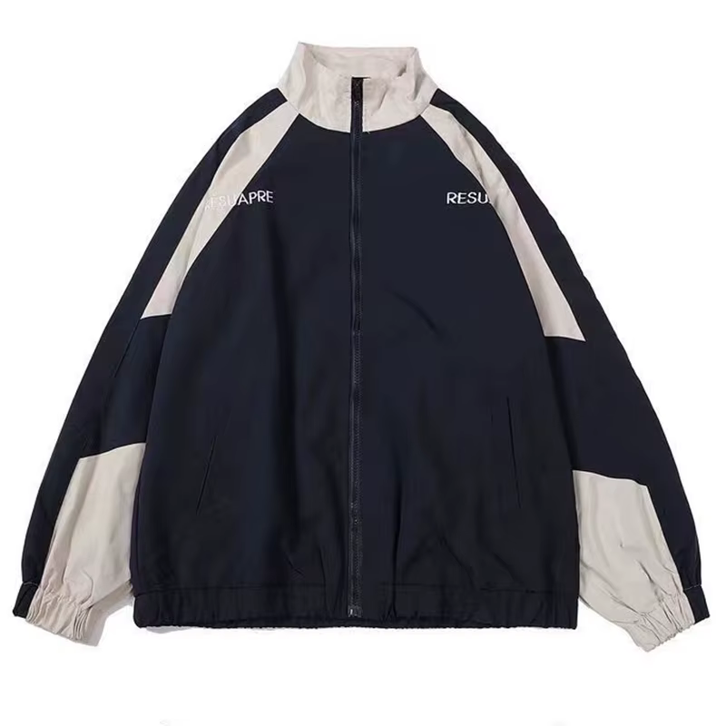 Hip Hop varsité veste hommes haute rue Patchwork couleur noir coupe-vent manteaux femmes printemps a