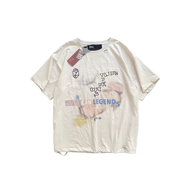 T-shirt délavé noir style urbain 26SS pour homme et femme – Qualité supérieure, vintage, effet usé, 