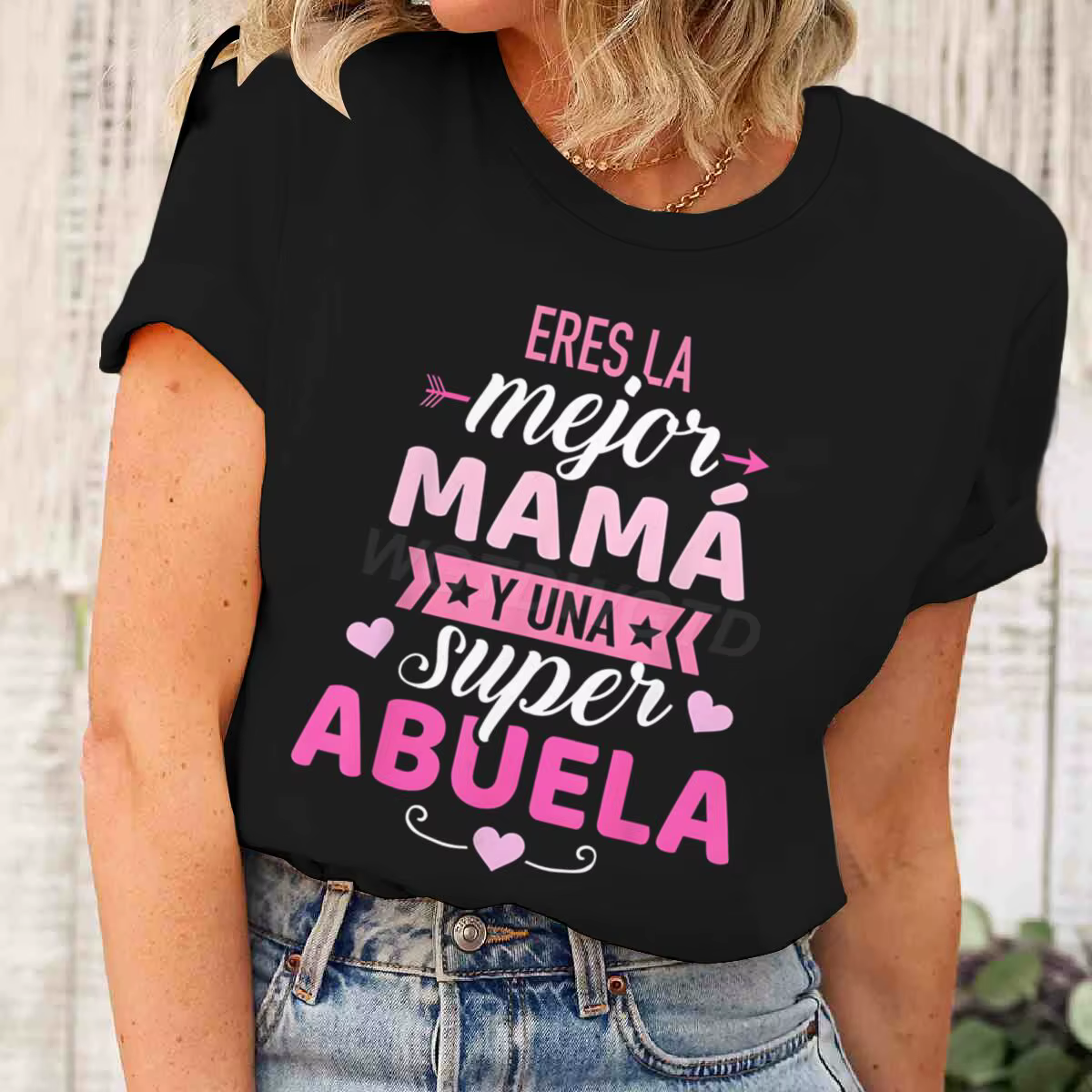 T-shirt assorti maman et grand-mère, imprimé rose et blanc, haut à manches courtes, meilleur haut dé