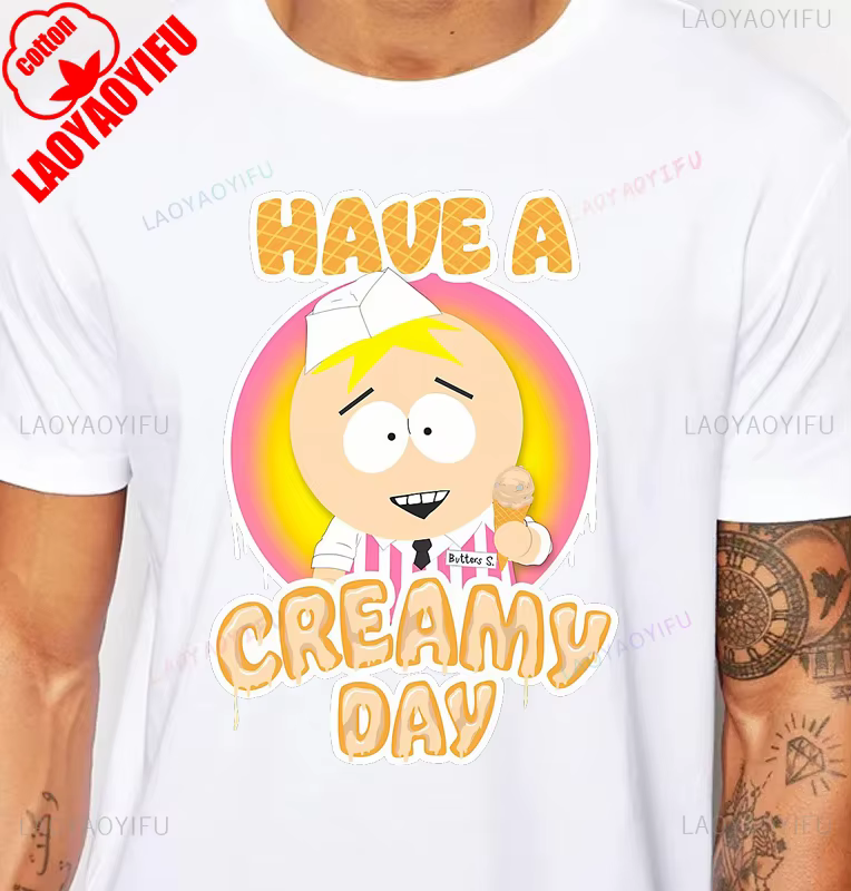 Parc du Sud dessin animé drôle ont un jour crémeux t-shirt Humor blague adulte décontracté à manches