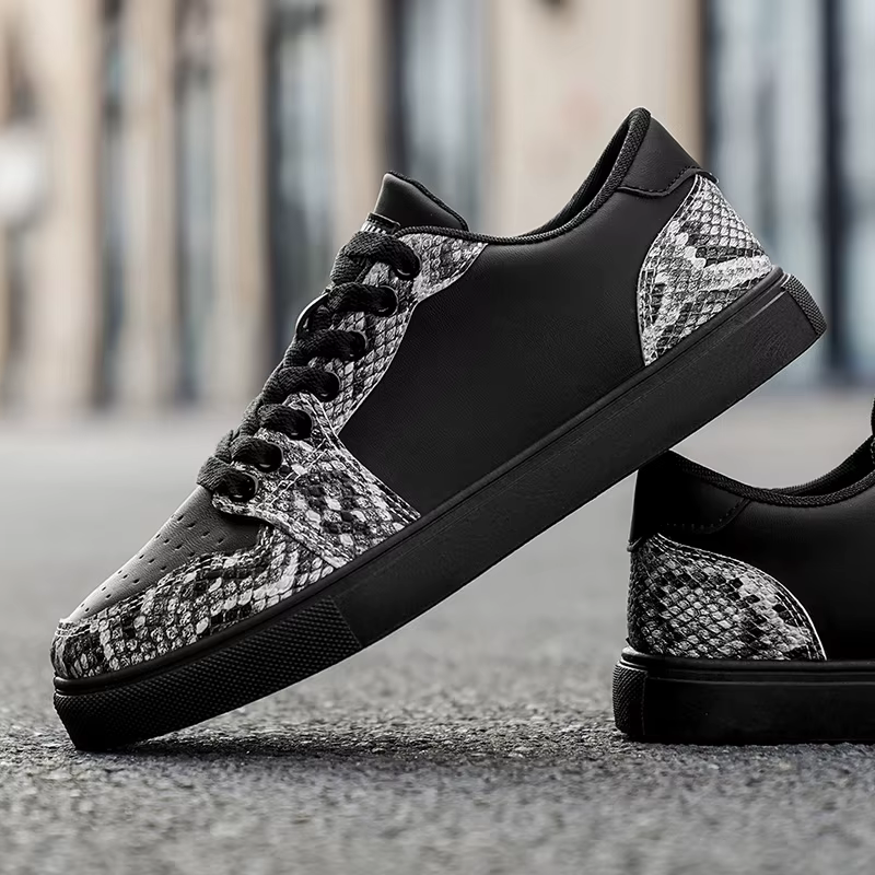 Sneakers pour hommes à imprimé serpent, légères, basses, décontractées, pour un usage quotidien