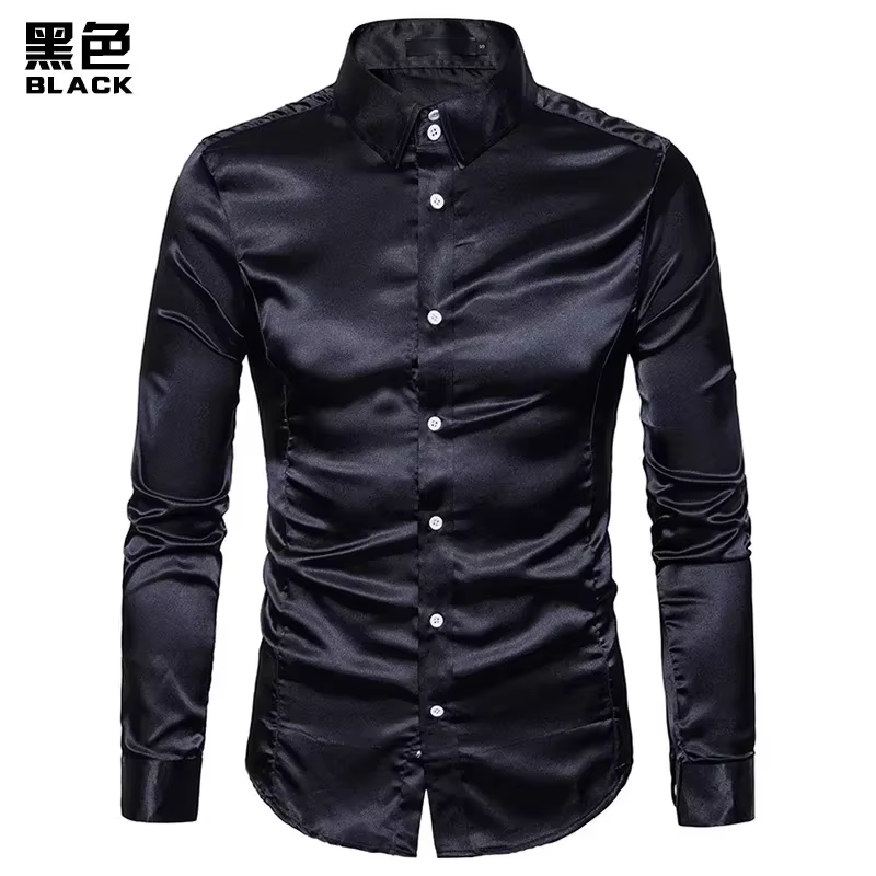 2026 hommes brillant soie Satin luxe robe chemises marque hommes mariage bal smoking mâle chemise dé