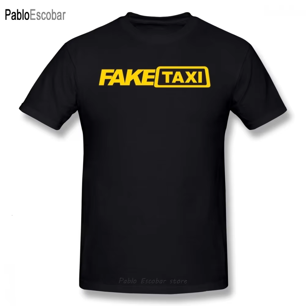 T-shirt manches courtes homme, humoristique et estival, faux taxi avec lettres imprimées