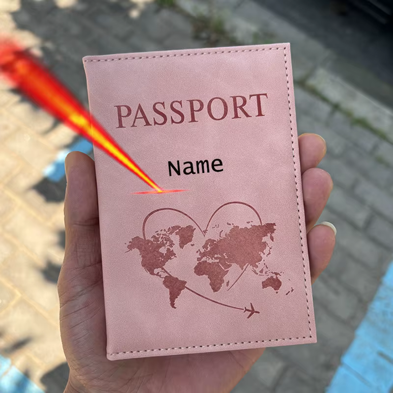 Porte-passeport avec nom personnalisé, portefeuille de voyage, couverture en cuir gravé, cadeaux de 