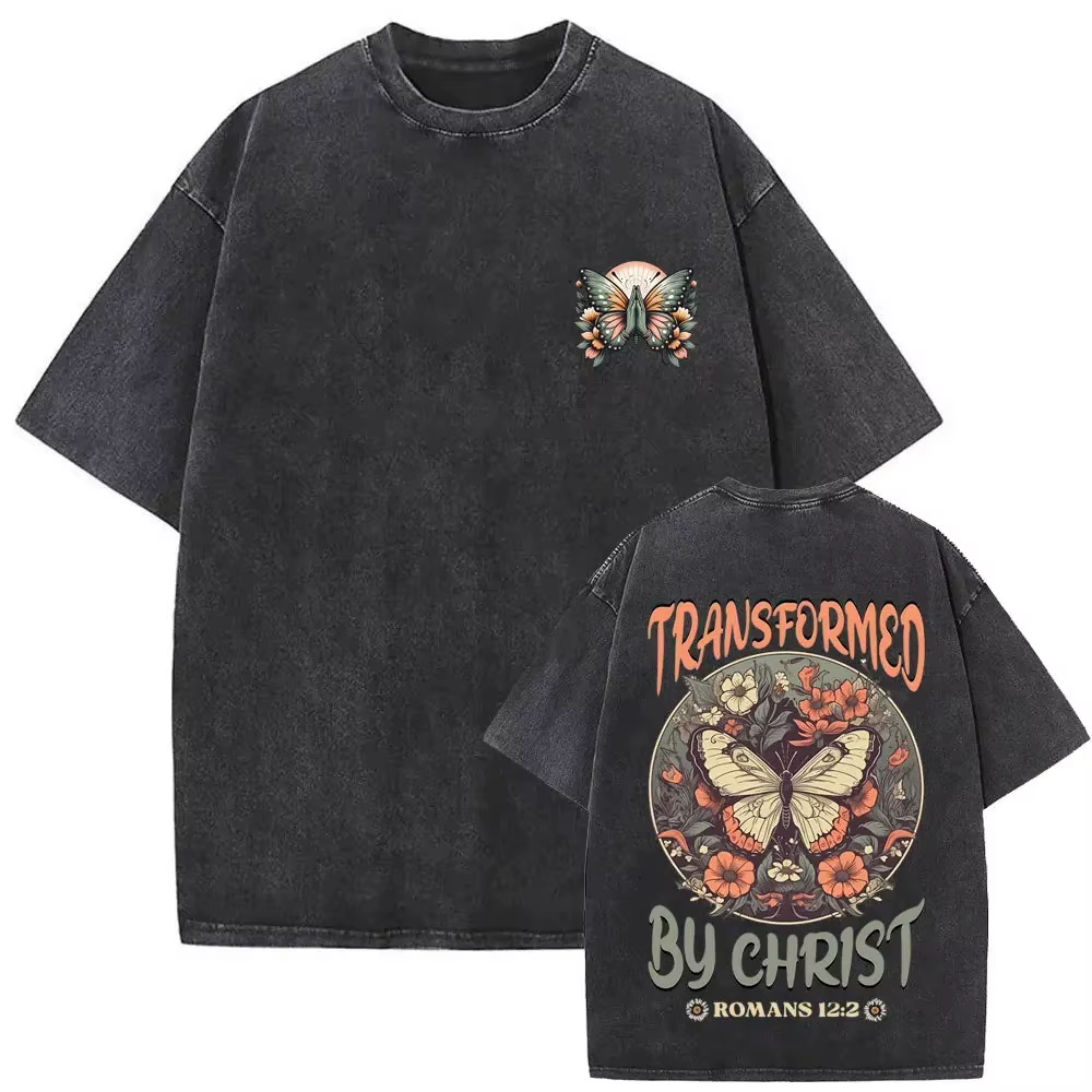 T-shirts vintage délavés « Fruit de l'Esprit » chrétiens Jésus pour hommes et femmes, en coton décon