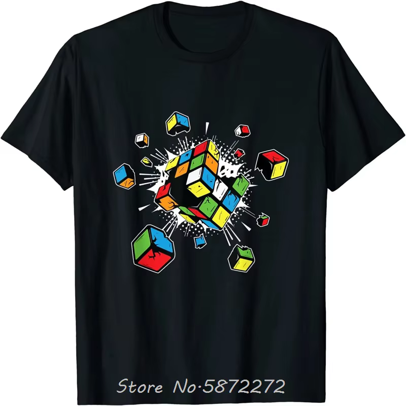 Explosion Rubix Rubiks Rubics Cube présent coton T-shirt surdimensionné unisexe T-shirt Fitness T-sh