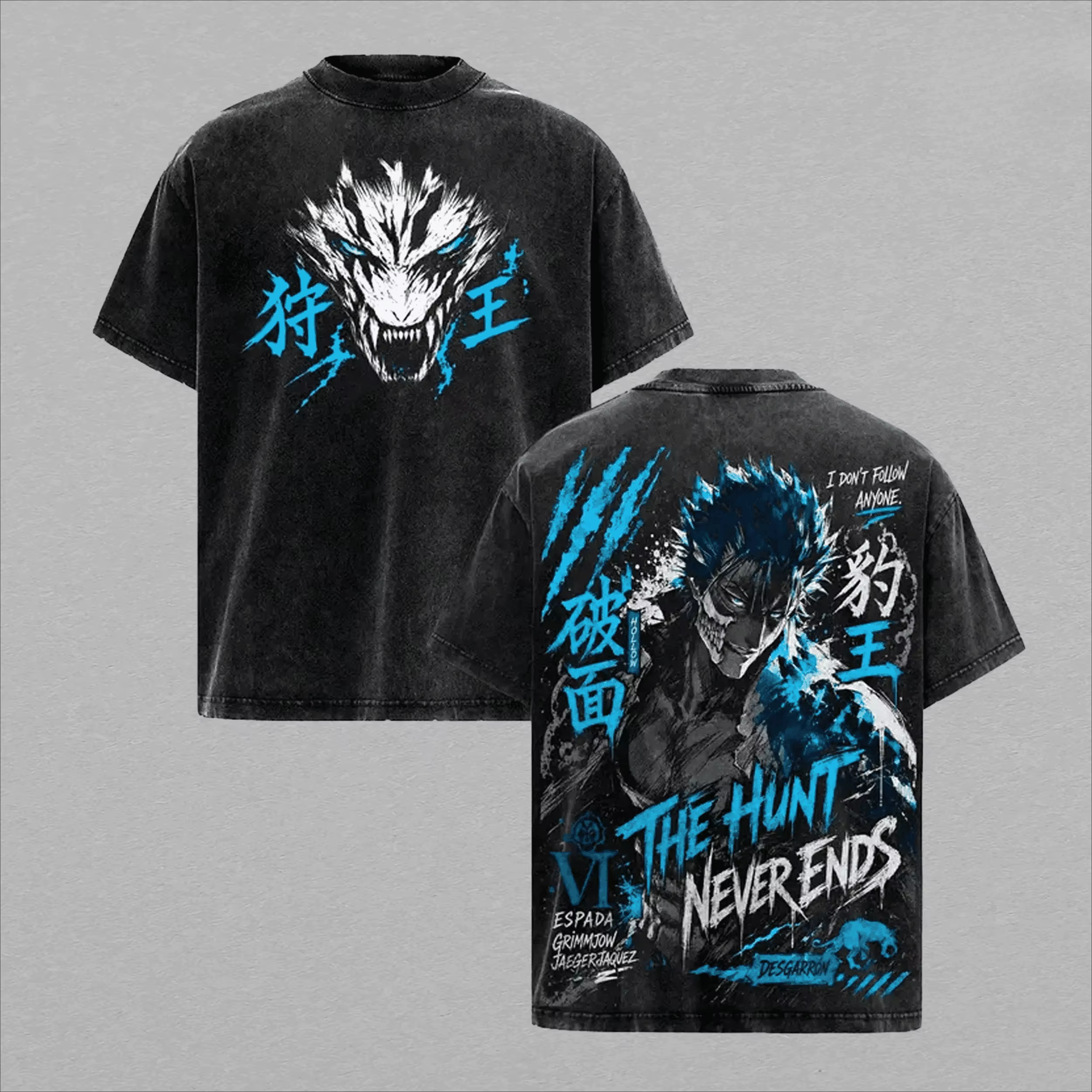 T-shirt imprimé Manga BLEACH Grimmjow Jaegerjaques, T-shirt vintage en coton lavé, vêtements pour ho