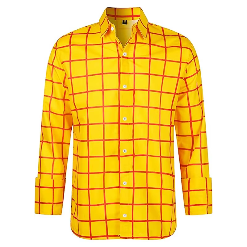 Chemise à manches longues pour hommes, couleur à carreaux décontractée, chemise à revers imprimée en