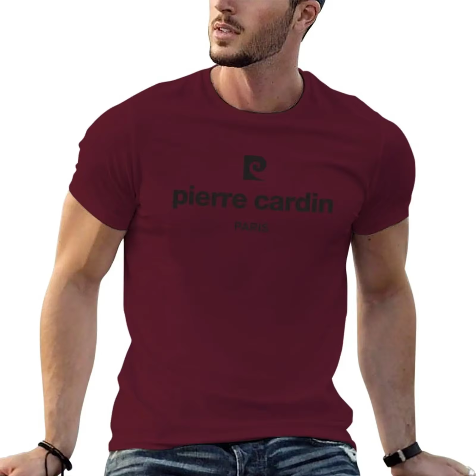T-shirt blanc à séchage rapide pour homme, estival et personnalisé, avec Pierre Cardin, pour fan de 