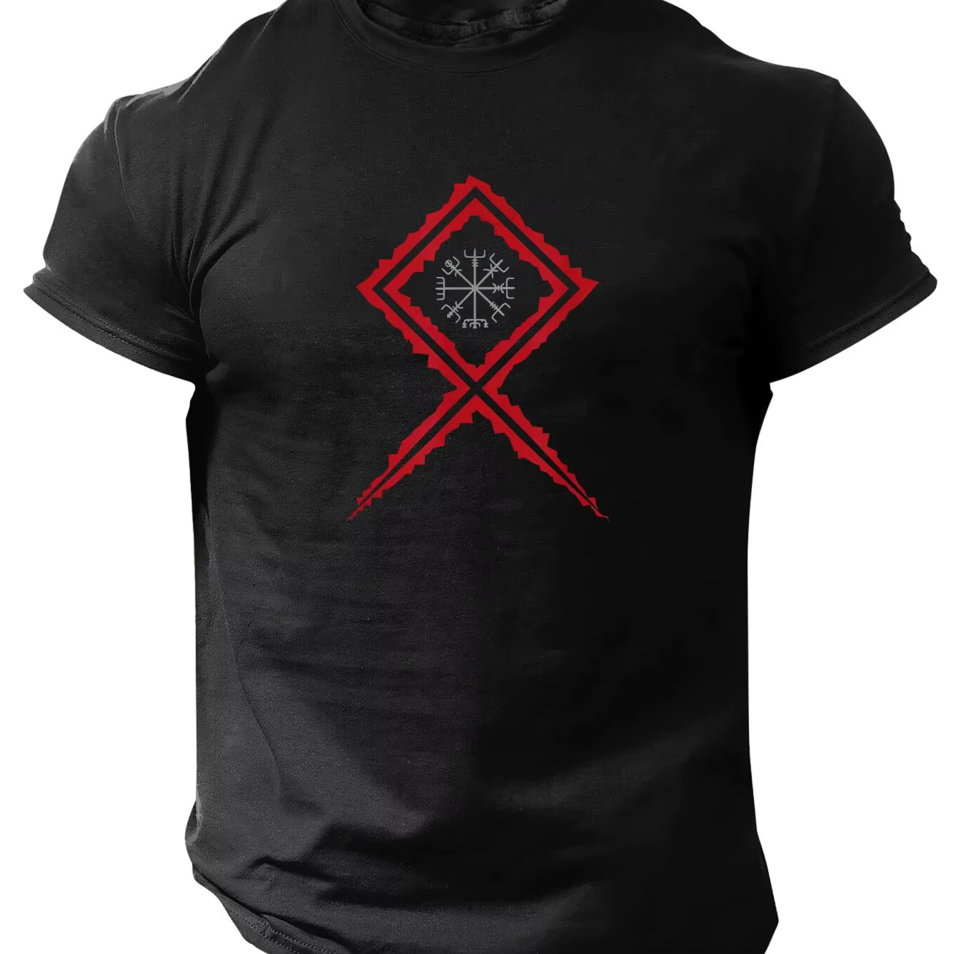 Hommes mythologie nordique boussole graphique T-Shirt bleu Royal à manches courtes col rond, T-Shirt