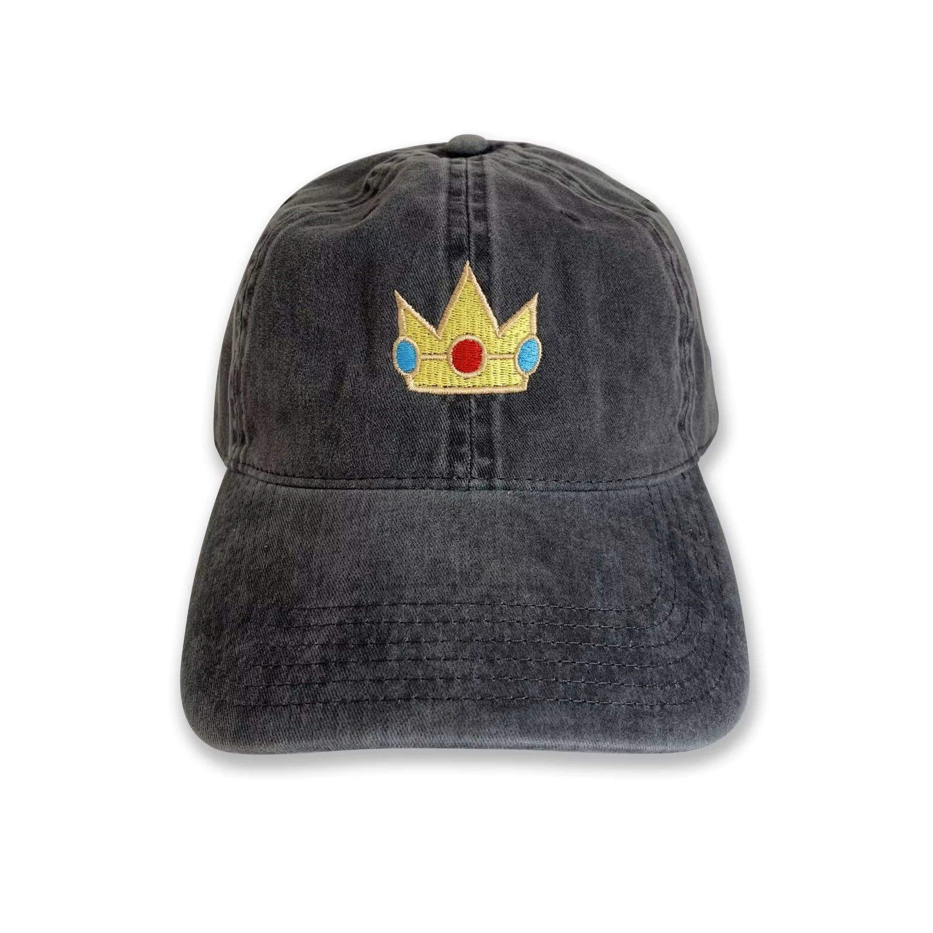 Casquette de princesse Peach pour Halloween, brodée, en coton lavé