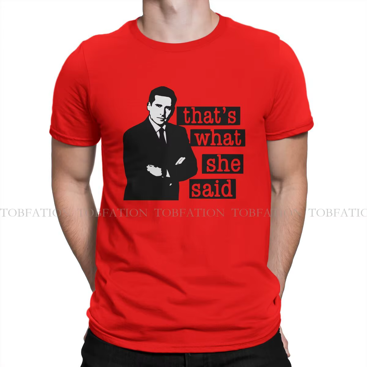 C'est ce que elle a dit hommes t-shirt le bureau Michael Scott TV O cou hauts 100% coton t-shirt Hum