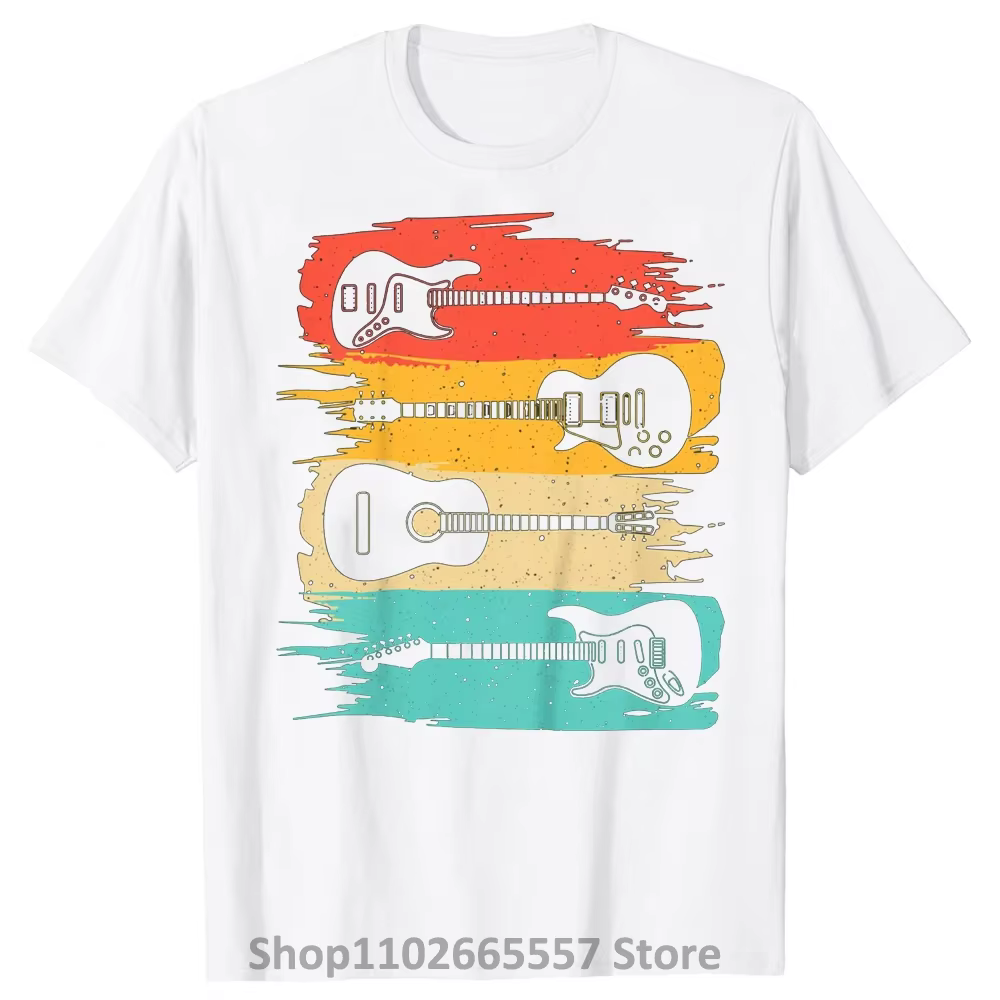 T-shirt à Manches Courtes en Coton pour Homme, Streetwear, Vintage, Groupe de Musique, Guitariste, C