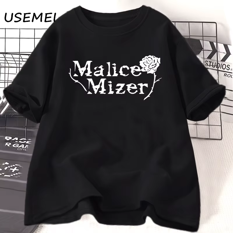Malice Mizer Rose T-shirt femmes hommes Rock musique graphique T-shirts col rond coton à manches cou