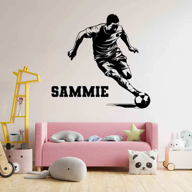 Autocollant mural auto-adhésif amovible personnalisé pour joueur de Football, décalcomanie artistiqu