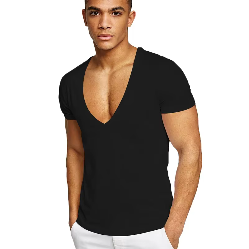 MRMT Nouveau T-shirt pour homme à col en V profond, taille européenne, fitness, loisirs, coton, t-sh