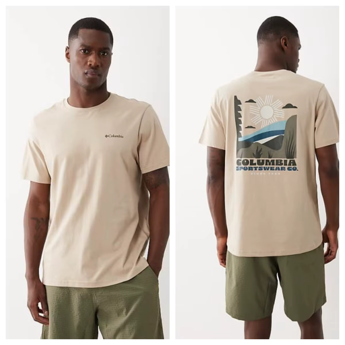 Nouvelle vente - T-shirt graphique CSC Outdoor en beige - Style unisexe haut de gamme - Pour hommes 