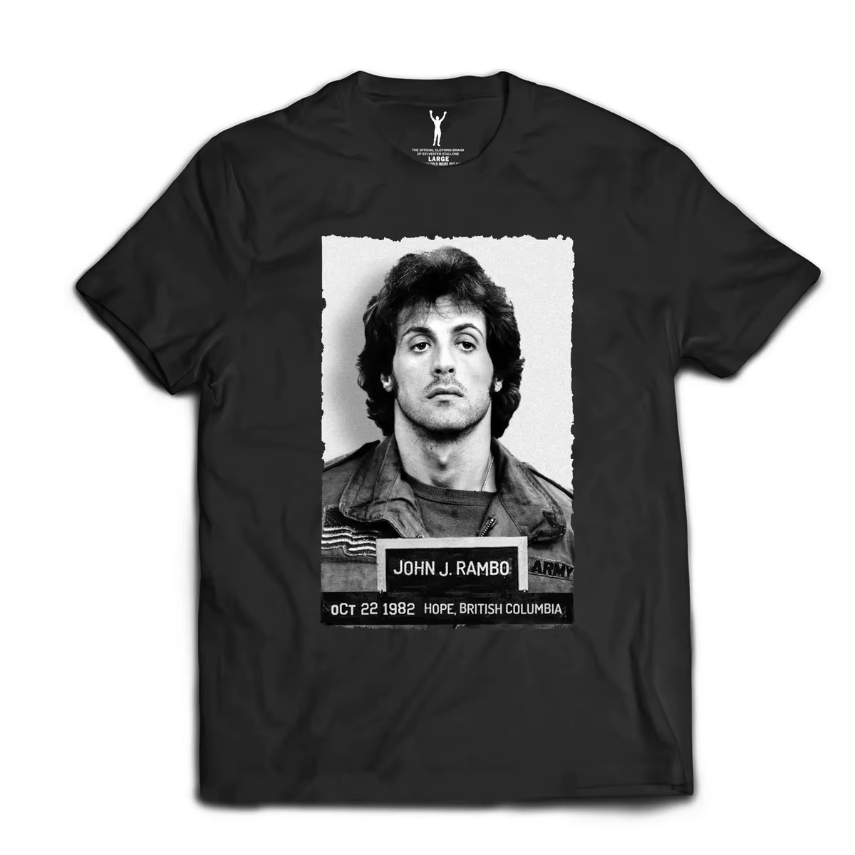 T-shirt pour homme inspiré de John Rambo - Motif graphique emblématique du film avec la signature de