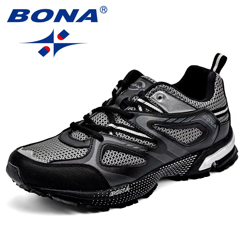 BONA nouveauté Style classique hommes chaussures de course vache fendu maille hommes chaussures de S