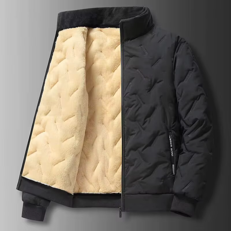 Veste polaire d'agneau pour hommes, manteau épais et chaud en coton, coupe-vent, col montant, Parka 