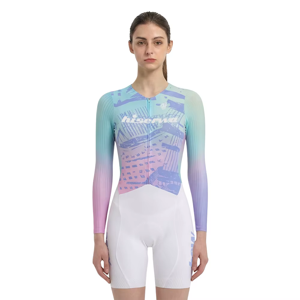 HISERWA femmes Aero cyclisme combinaison respirant coupe ajustée cyclisme combinaison élastique Inte