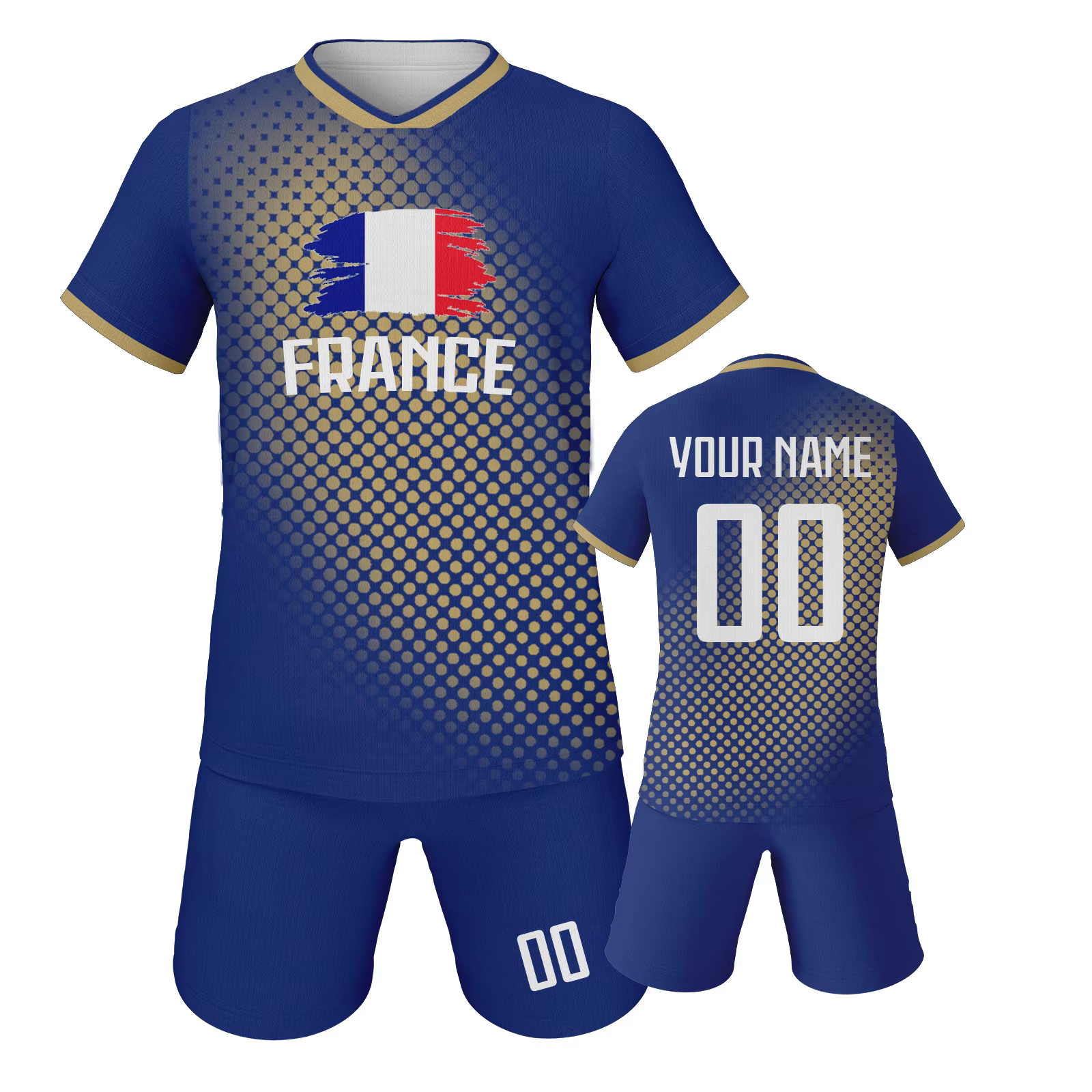 Maillot de Football de France Personnalisé pour Enfant, Kit d'Entraînement, Uniforme de l'Équipe des