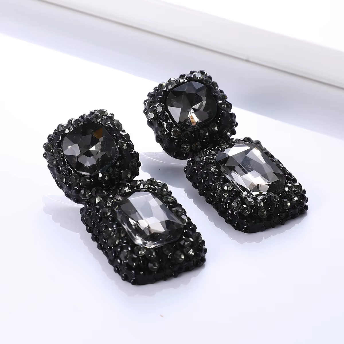 Boucles d'oreilles carrées pour femmes, bijoux fantaisie Vintage, accessoires de fête, Gunblack, gro