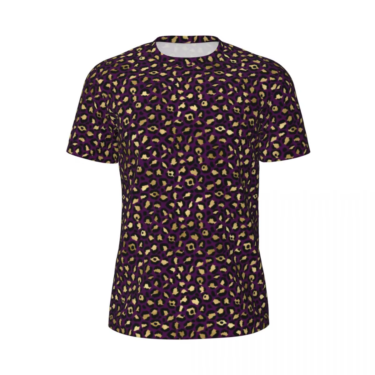 T-shirt imprimé animal léopard violet et or pour homme, t-shirts sportifs esthétiques, t-shirts fant