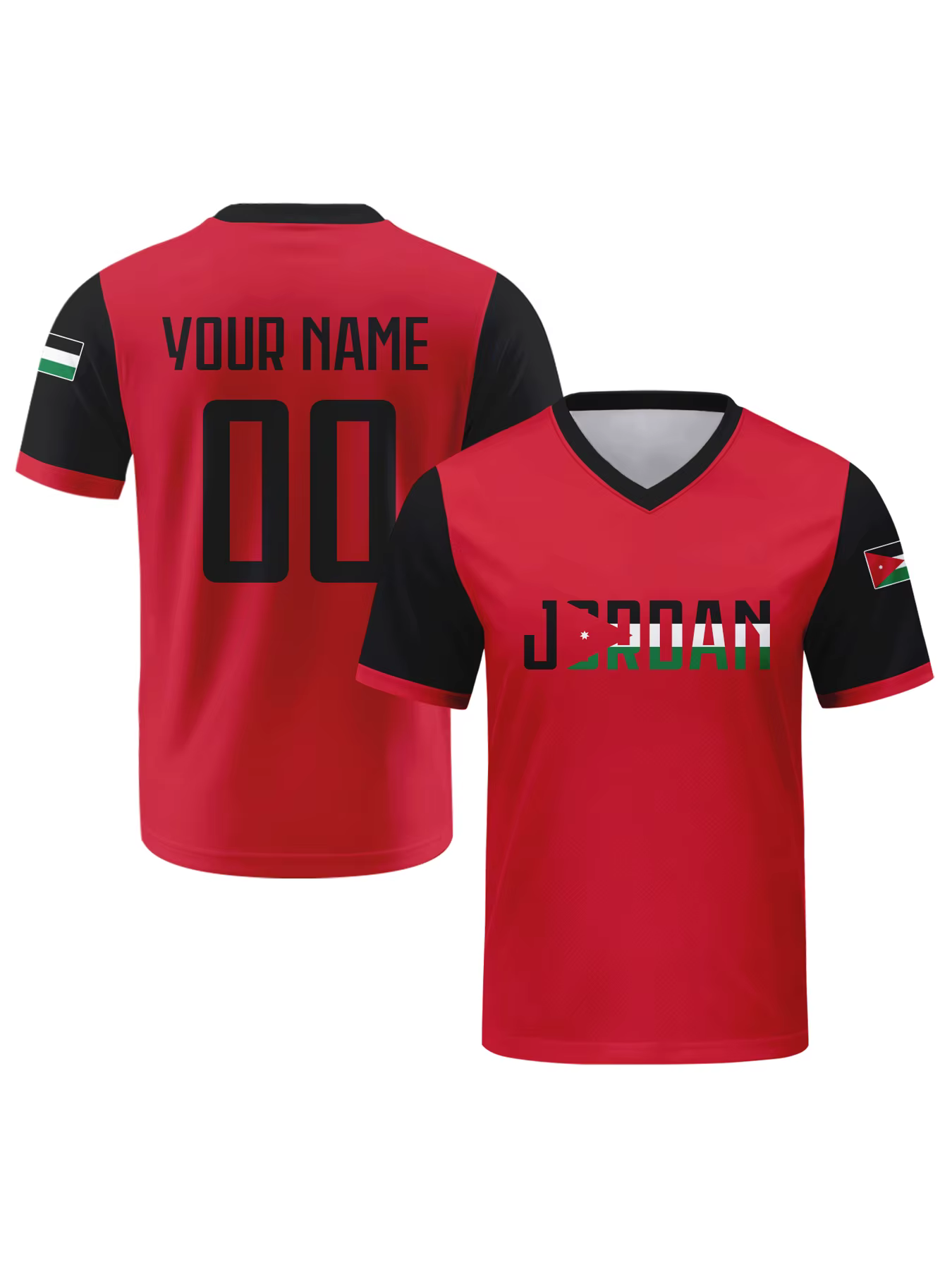 Maillot de football Jordan personnalisé avec nom et numéro, col en V, maillot de l'équipe nationale 