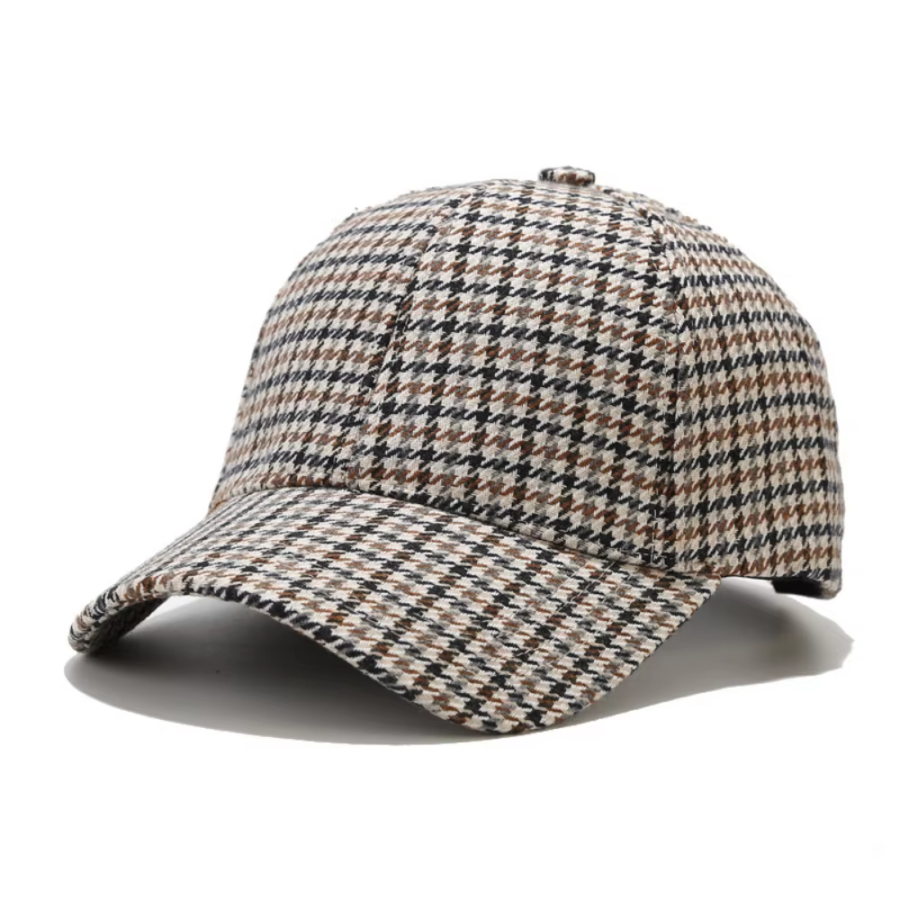 Casquette de baseball classique en tweed à chevrons - Idéale pour un style décontracté mature et off