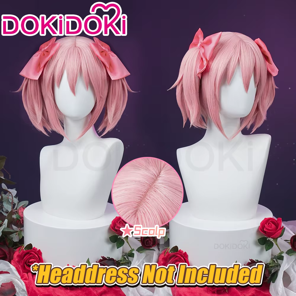 EN STOCK Madoka perruque Anime Cosplay perruque DokiDoki femmes cheveux roses Kanamee Madokaa perruq