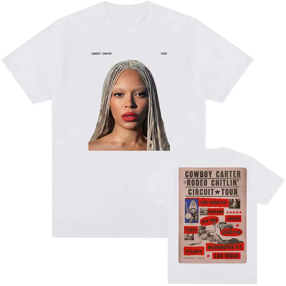 Beyoncé COWBOY CARTER TOUR 2025 T-shirt été femmes hommes t-shirts à manches courtes col rond T-shir