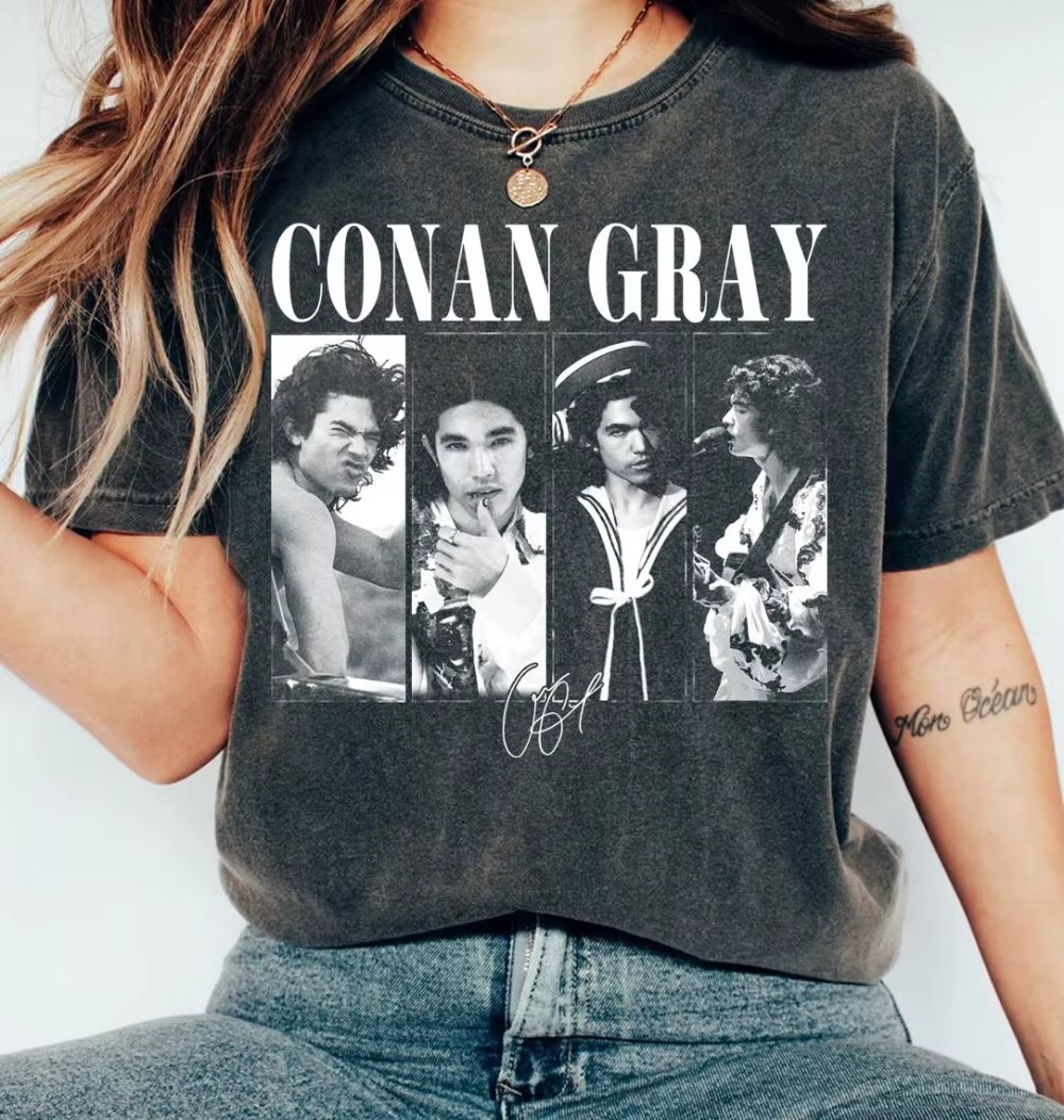 Conan gris-style Wishbone rétro T-shirt indie pop fan marchandise unisexe toutes saisons pur coton c