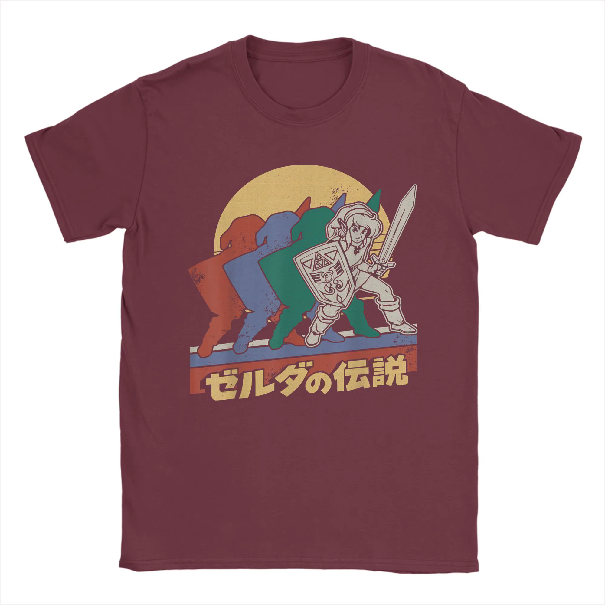 T-shirts vintage The Legends of Zeldas Retro Link Kanji Portrait pour hommes, t-shirt 100% coton, t-