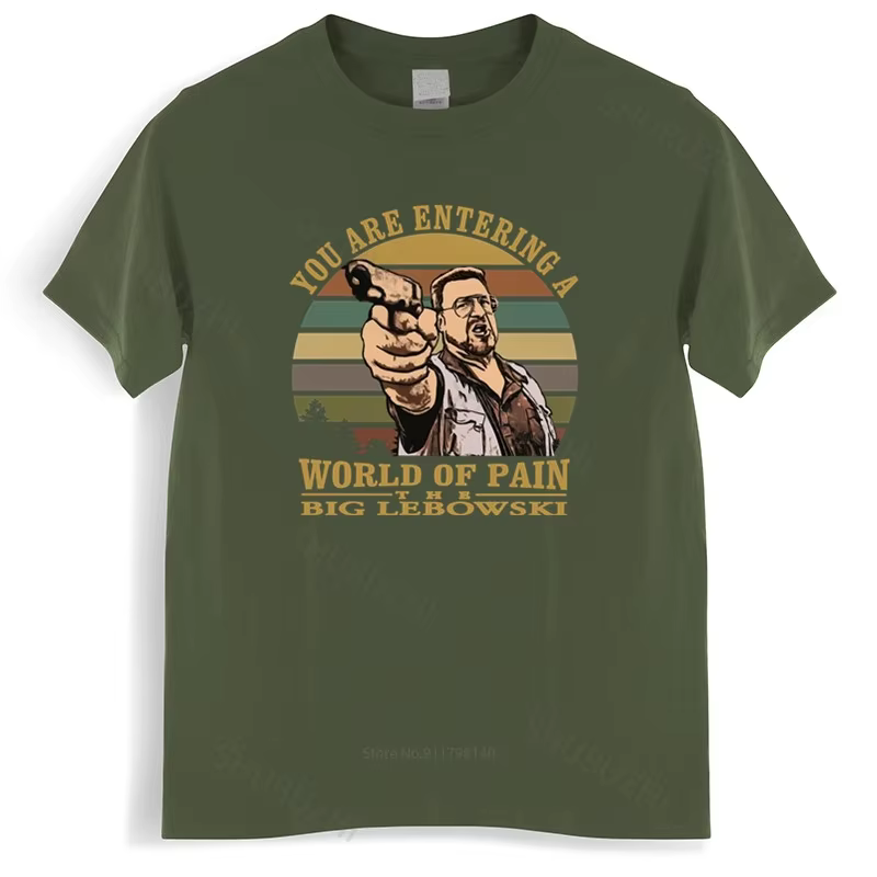 T-shirt homme, vintage, noir, The Big Lebowski, PéSobchak, You Are Entering A World of oto