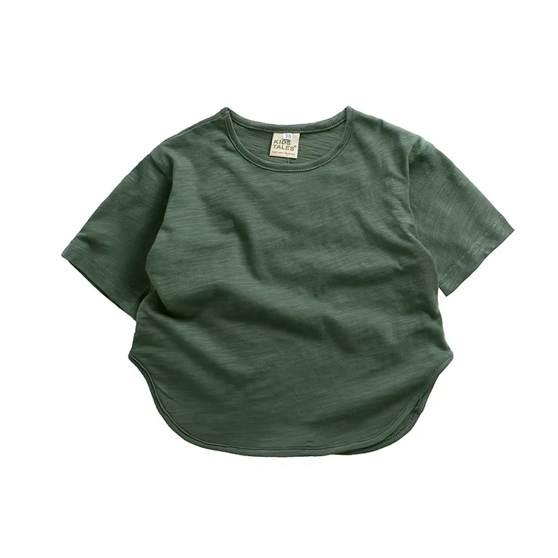 T-shirt en coton à manches courtes pour enfants, pull confortable, t-shirts unis multicolores, vêtem