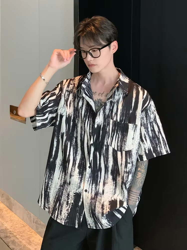 2025 nouveaux chemises à manches courtes Tie-dye pour hommes plage Streetwear surdimensionné t-shirt