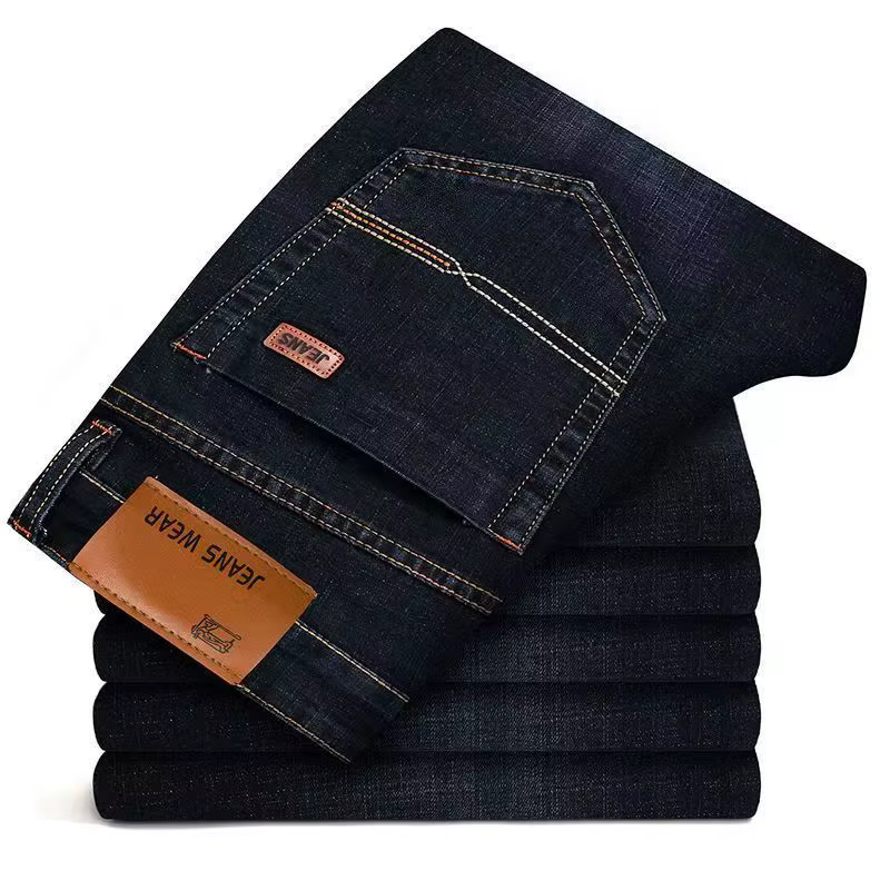 Jean droit pour hommes, pantalon Slim, extensible, confortable, doux, en Denim, pour affaires, vêtem