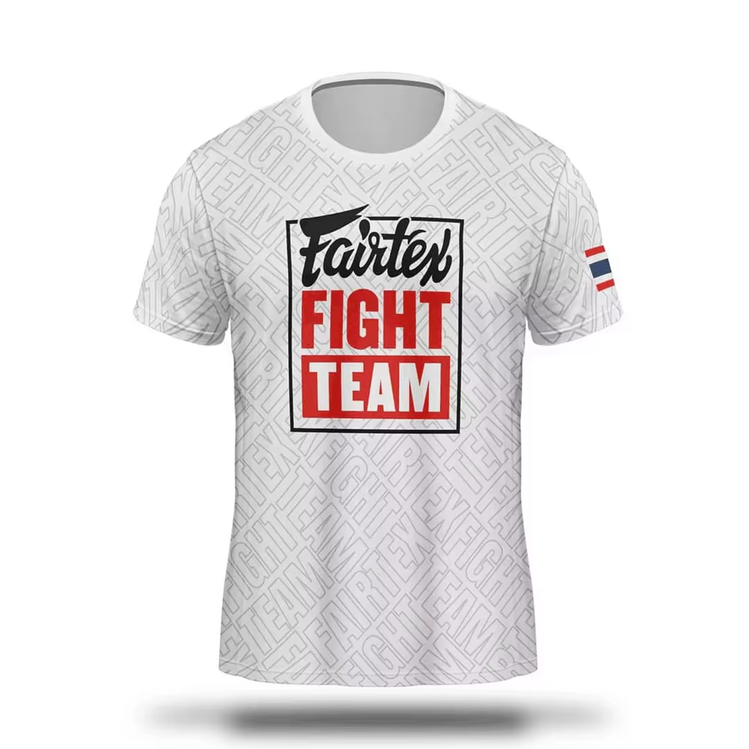 T-shirt Fairtex Muay Thai pour hommes et femmes, tee-shirt d'entraînement de boxe MMA, noir et blanc