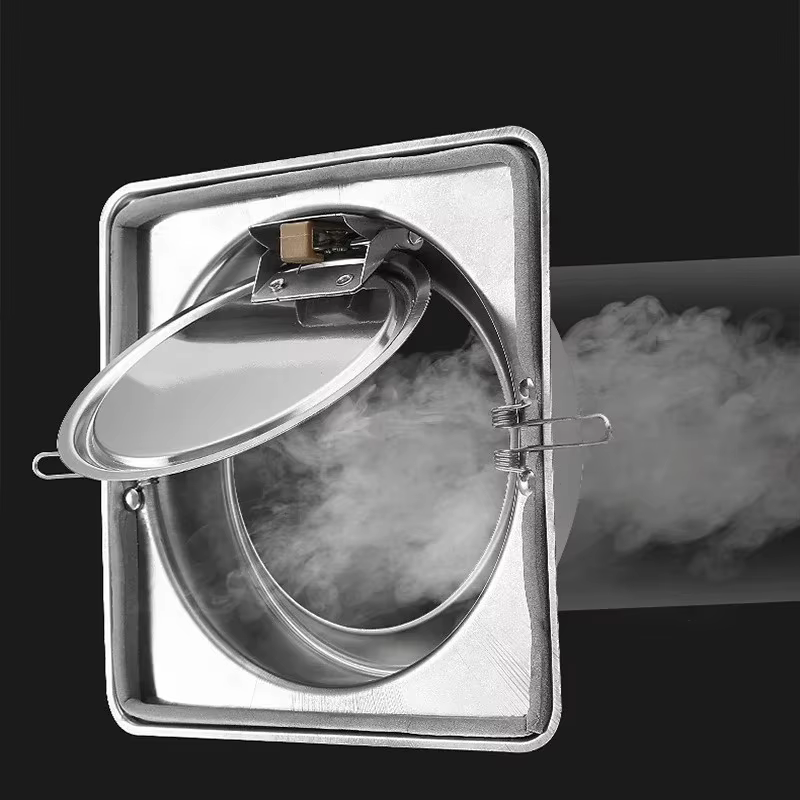 Clapet anti-retour pour hotte de cuisine en acier inoxydable, 100/150/160/180mm, contrôle anti-odeur