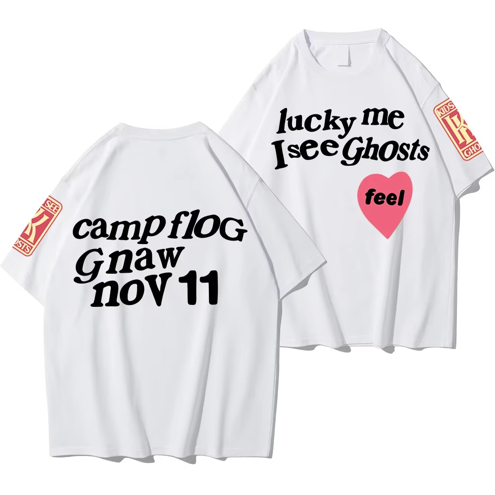 T-shirts de style Kanye West pour hommes, amples et surdimensionnés, à manches courtes, avec imprimé