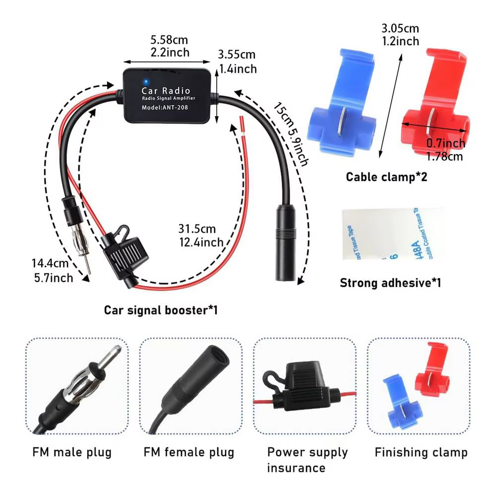 Amplificateur d'antenne d'autoradio 12V, Booster de Signal d'antenne de Radio Fm de voiture, amplifi