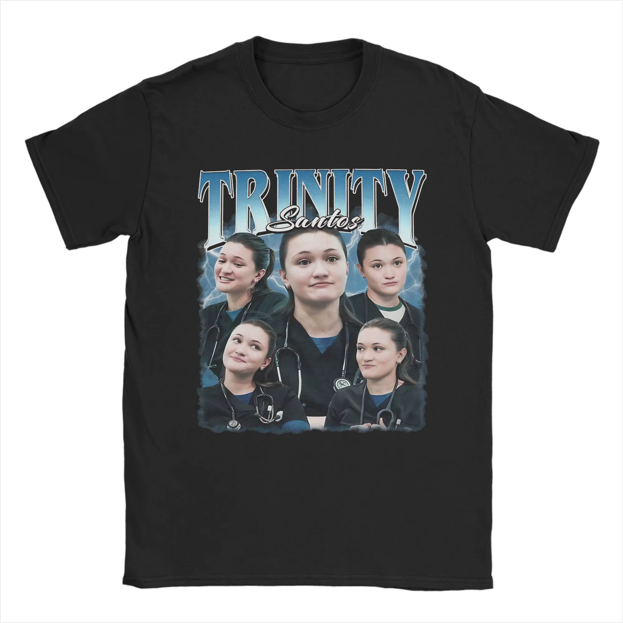 T-Shirt Trinity Santos pour hommes, décontracté, en pur coton, col rond, manches courtes, idée cadea